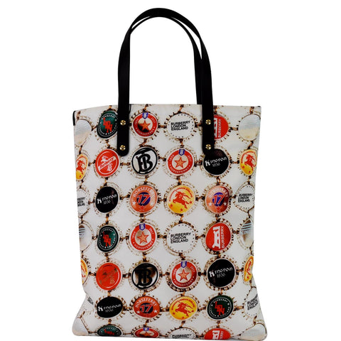 BURBERRY Flat Printed Large Nylon Tote Bag White Multi - 20% OFF