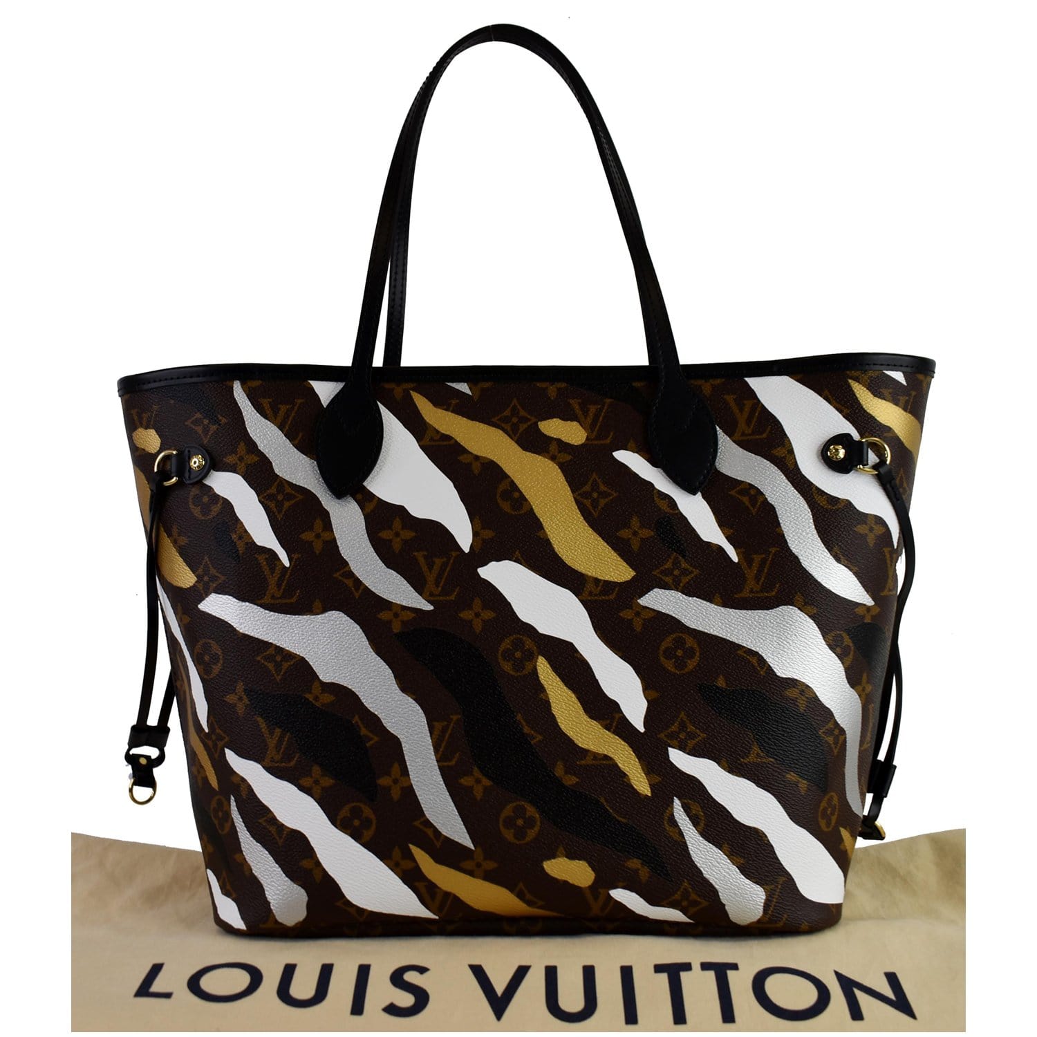 LOUIS VUITTON LVXLOL Neverfull MM Monogram Canvas Shoulder Bag Gold Si