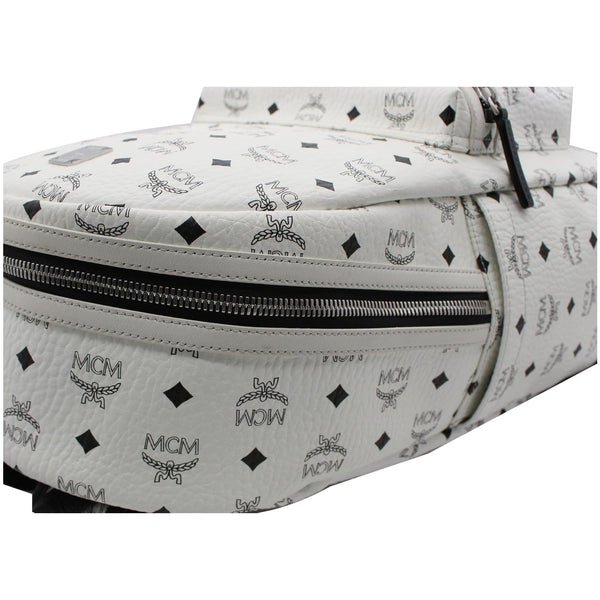 MCM Stark Visetos Coated Canvas Backpack Bag White