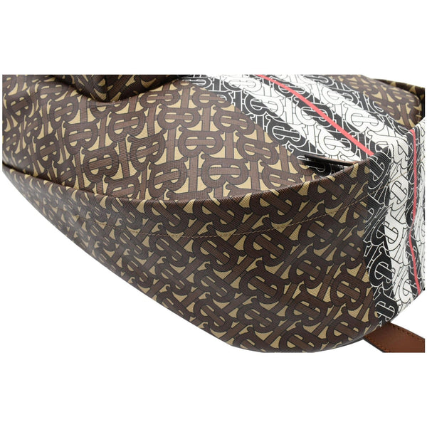 BURBERRY Bridle Stripe Monogram Print E-canvas Backpack Brown