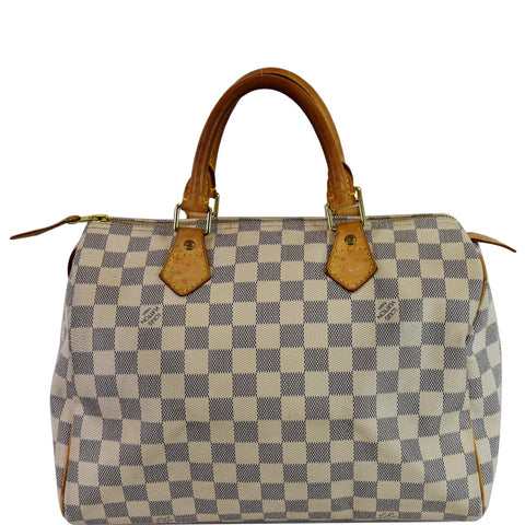 LOUIS VUITTON Speedy 30 Damier Azur Satchel Bag White