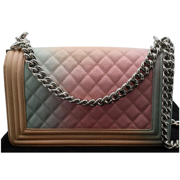 CHANEL Medium Rainbow Boy Flap Caviar Leather Shoulder Bag Multicolor