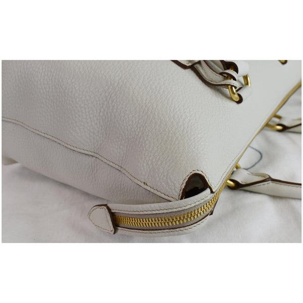 Prada Vitello Daino Zip Shoulder Strap Bag white