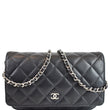 CHANEL Wallet On Chain Lambskin Leather WOC Crossbody Bag Black