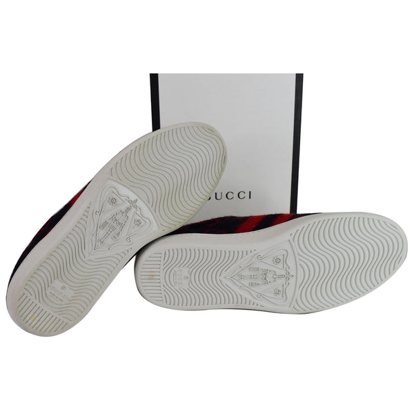 Gucci Ace Low-Top Wool GG Monogram Canvas Sneaker - white bottom