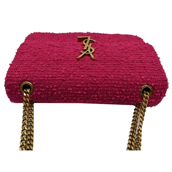 YVES SAINT LAURENT Jamie Medium Carre Rive Gauche Quilted Boucle Shoulder Bag Pink