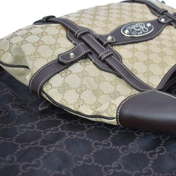 Gucci 85th Anniversary Horsebit GG Canvas Hobo Bag Beige
