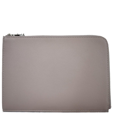 LOUIS VUITTON Jules PM Pochette Leather Clutch Taupe