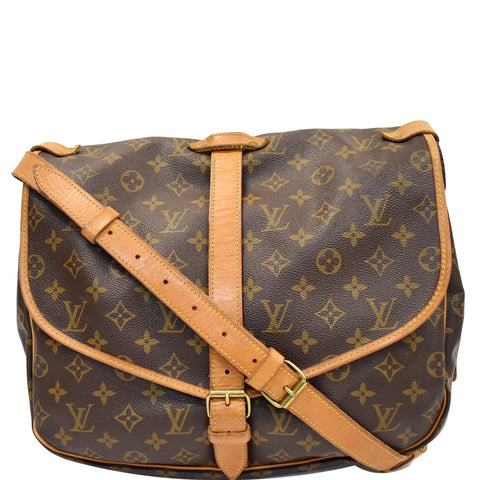 LOUIS VUITTON Saumur 35 Monogram Canvas Shoulder Bag Brown
