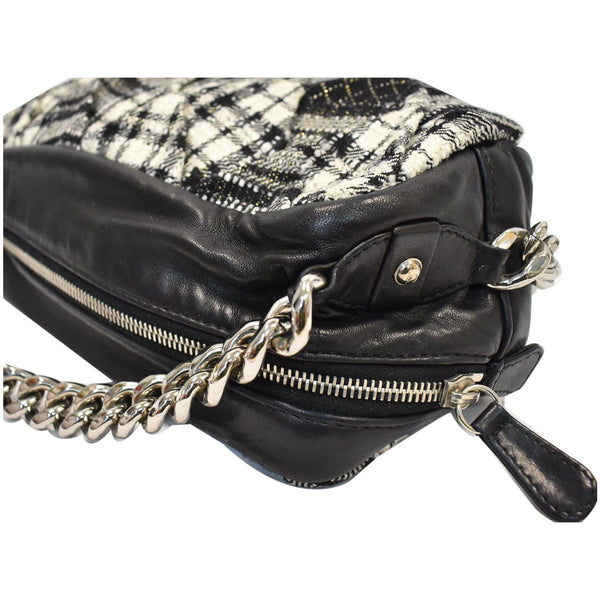 Preloved Chanel Twisted Zipper Tweed Leather Top Handle  handbag