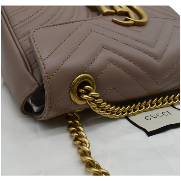 GUCCI GG Marmont Small Matelasse Leather Crossbody Bag Nude 443497