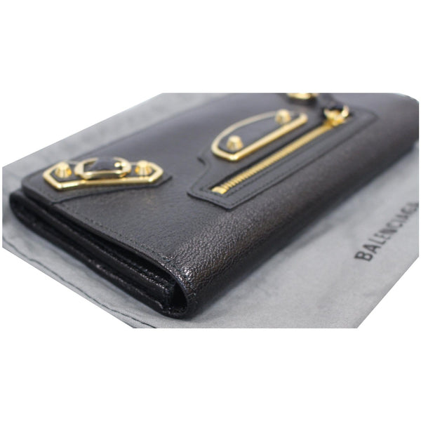 BALENCIAGA Classic Metallic Edge Continental Zip Around Wallet Black - 25% OFF