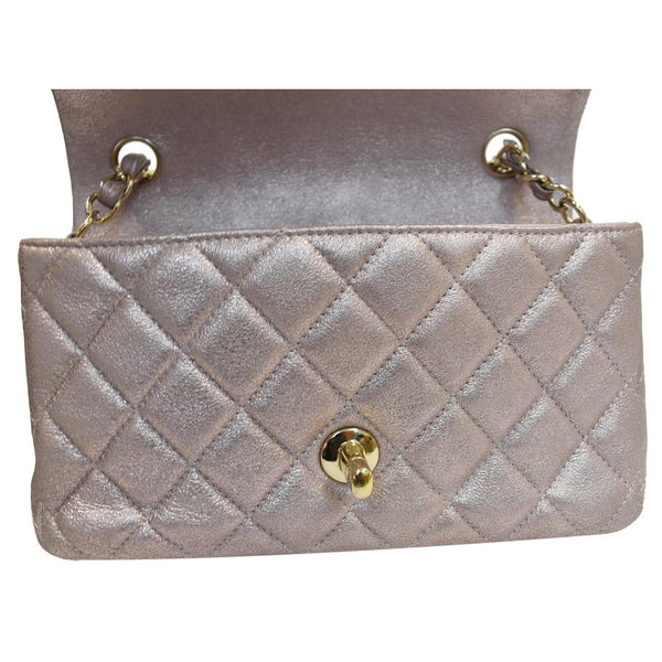 Chanel Mini Rectangular Flap Goatskin Leather Shoulder Bag - front opened | DDH