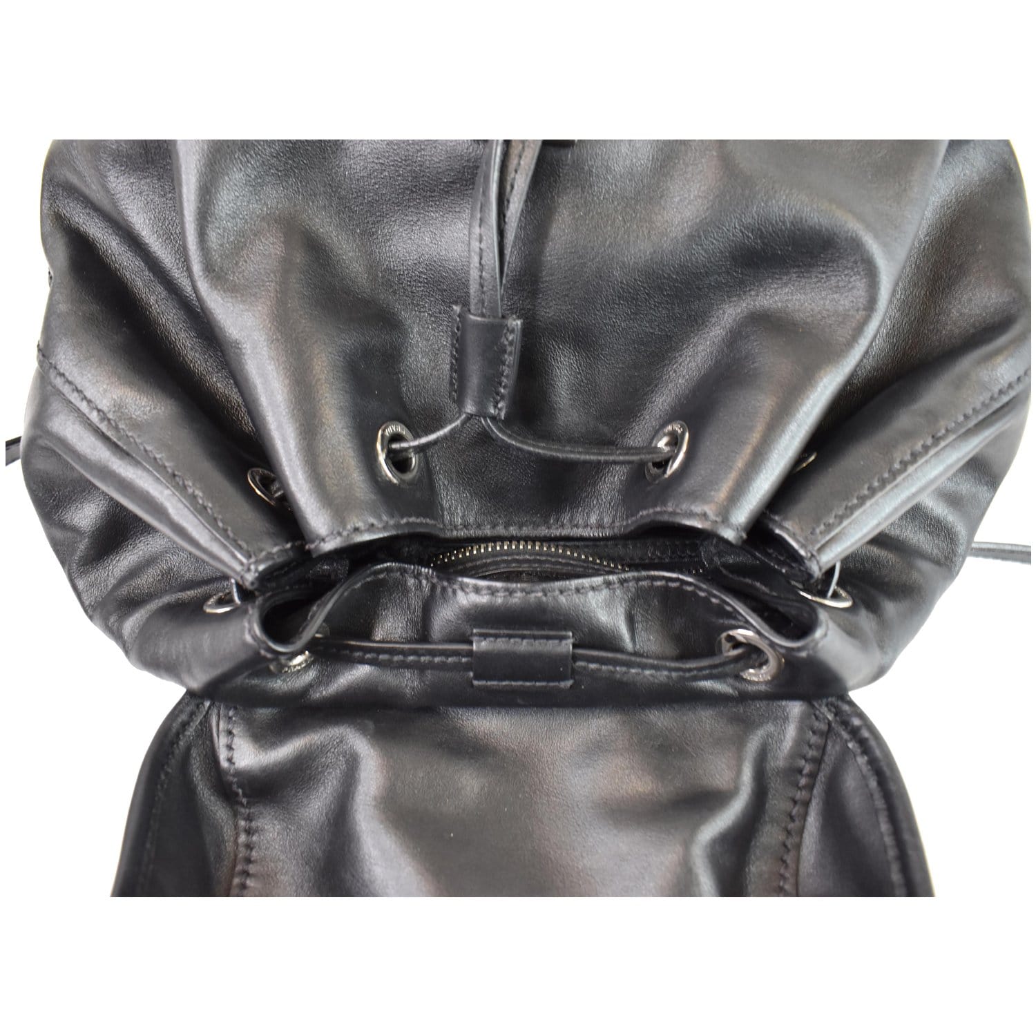 backpack leather women black pockets prada PRADA Milano Double Pocket Leather Backpack Bag Black
