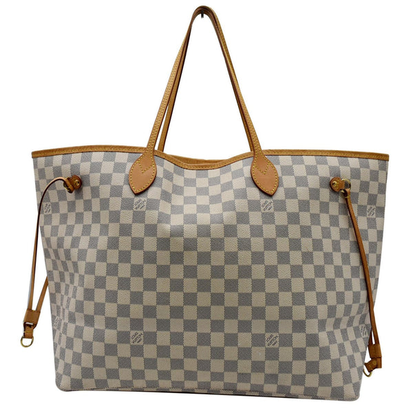 LOUIS VUITTON Neverfull GM Damier Azur Tote Shoulder Bag White