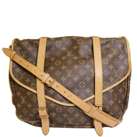 LOUIS VUITTON Saumur 43 Monogram Canvas Shoulder Bag Brown