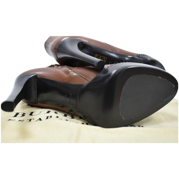 BURBERRY Ankle Leather Boots Brown Size 9.5