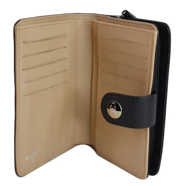 CHANEL Bifold Caviar Leather Wallet Black