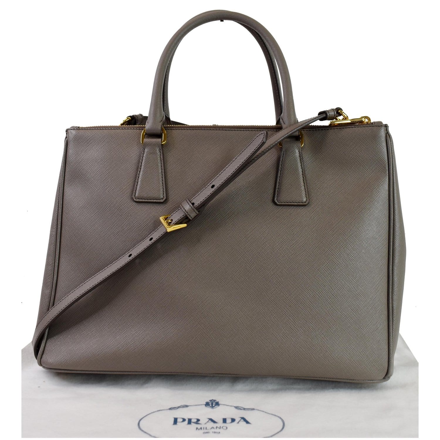Prada Pattina Satchel Saffiano Leather Medium Bag Purse Taupe in 2023