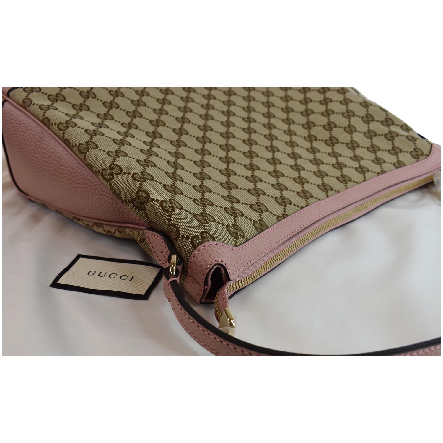 GUCCI Large Bree GG Canvas Hobo Bag Pink 449244