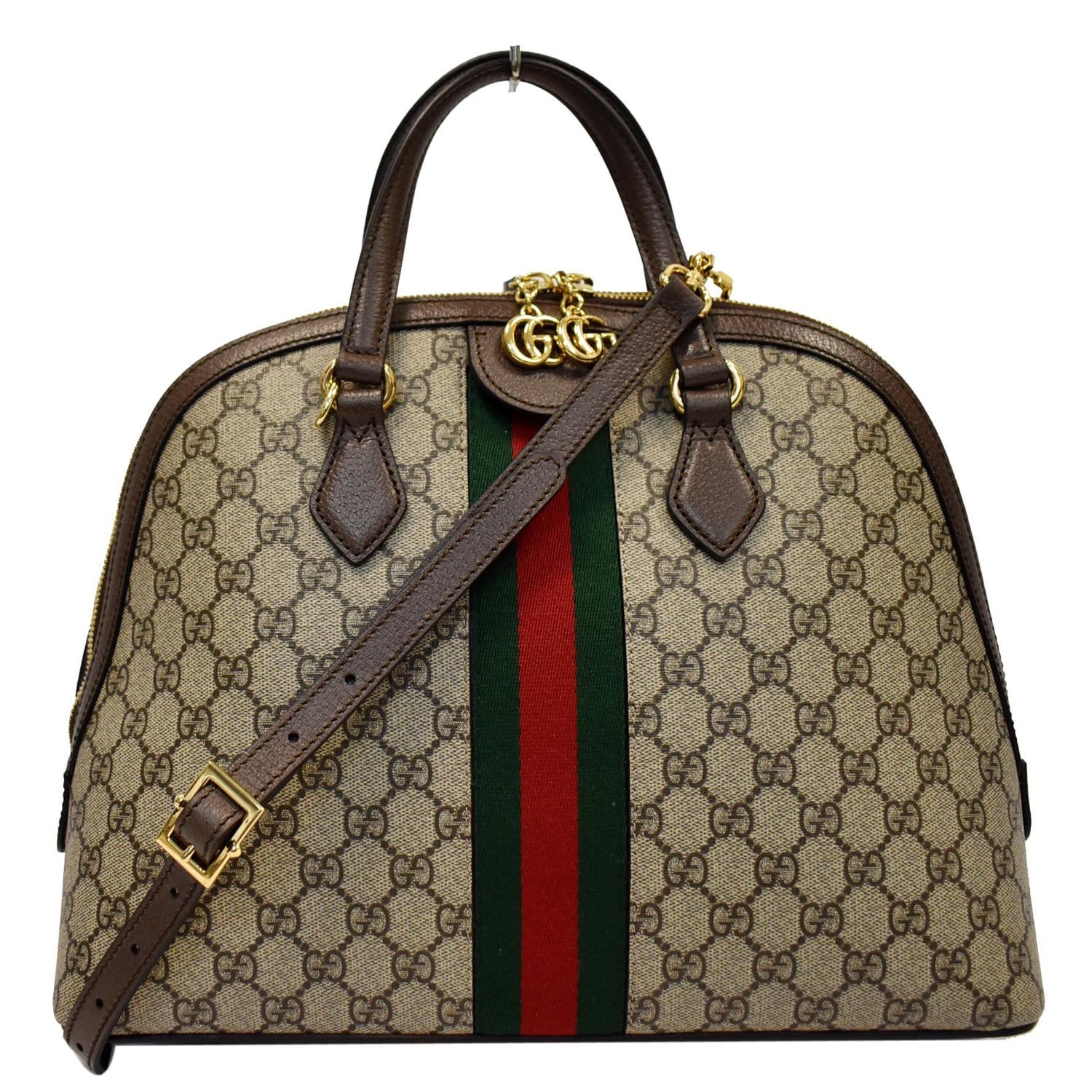 Gucci Brown GG Supreme Ophidia Boston Bag Beige Cloth Cloth ref