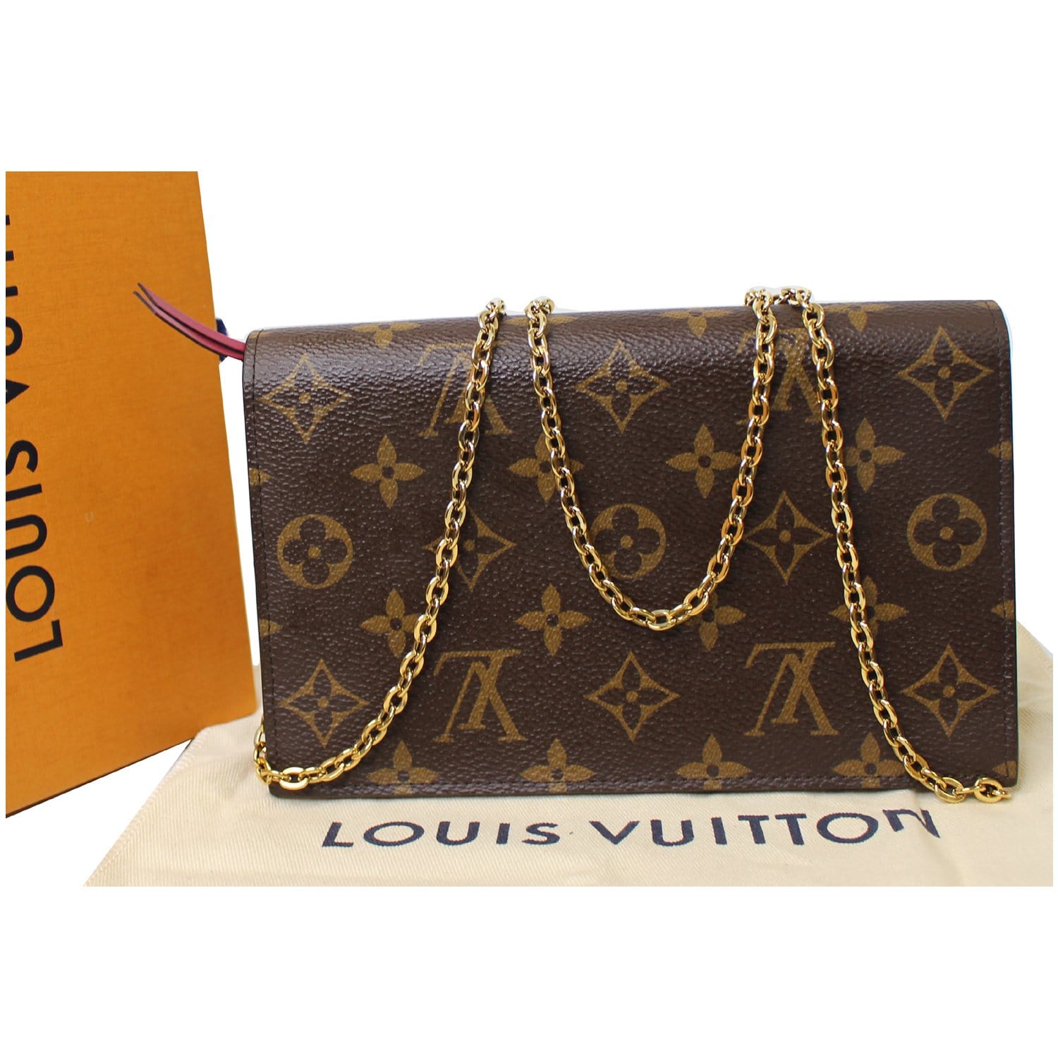 LOUIS VUITTON Brown Monogram Canvas Flore Chain Wallet - ShopperBoard