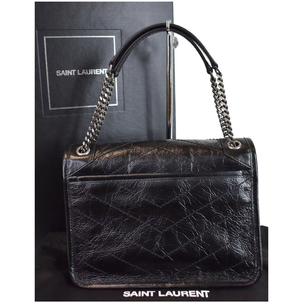 YVES SAINT LAURENT Niki Baby Crinkle Leather Crossbody Bag Black