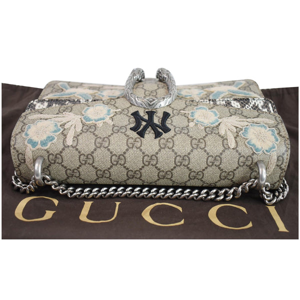 GUCCI Dionysus Small Supreme Python NY Yankees Patch Shoulder Bag Beige 400249
