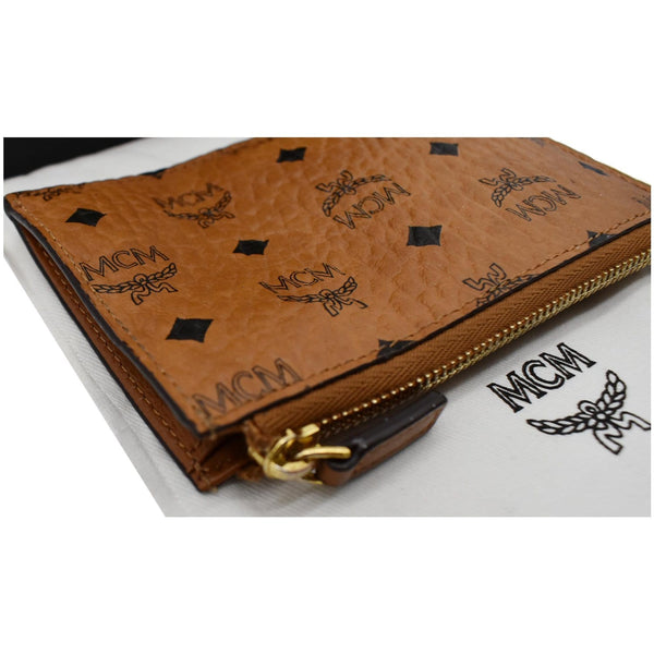 MCM Key Pouch Visetos Monogram Canvas Wallet Cognac