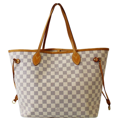 LOUIS VUITTON Neverfull MM Damier Azur Tote Shoulder Bag White - 15% OFF
