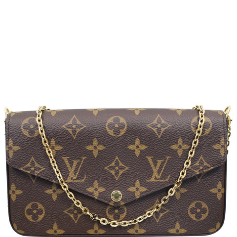 LOUIS VUITTON Pochette Felicie Monogram Canvas Crossbody Bag Brown