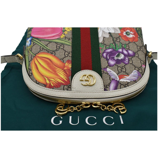 GUCCI Ophidia Flora Small Supreme Canvas Shoulder Bag Beige 499621