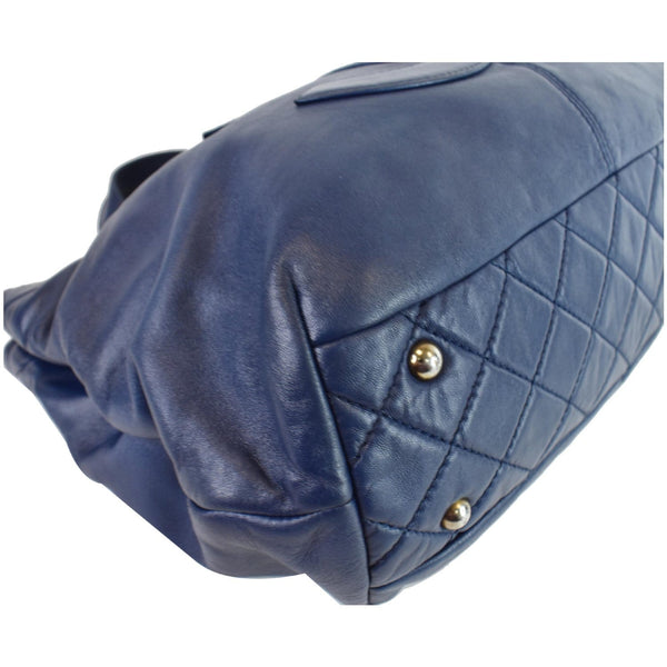 CHANEL Soft CC Shopping Leather Tote Shoulder Bag Blue