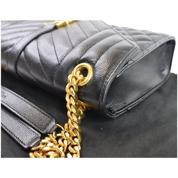 YVES SAINT LAURENT Envelope Medium Chain Leather Shoulder Bag Black