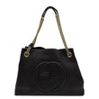GUCCI Soho Pebbled Leather Chain Shoulder Bag Black 308982