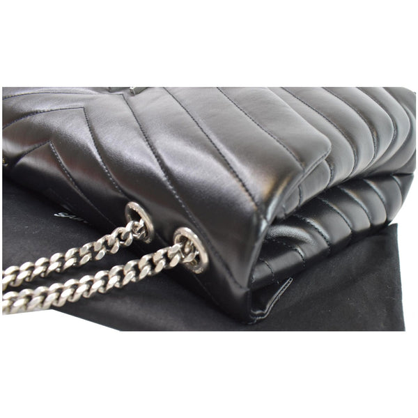 YVES SAINT LAURENT Medium Loulou Calfskin Matelasse Chain Shoulder Bag Black