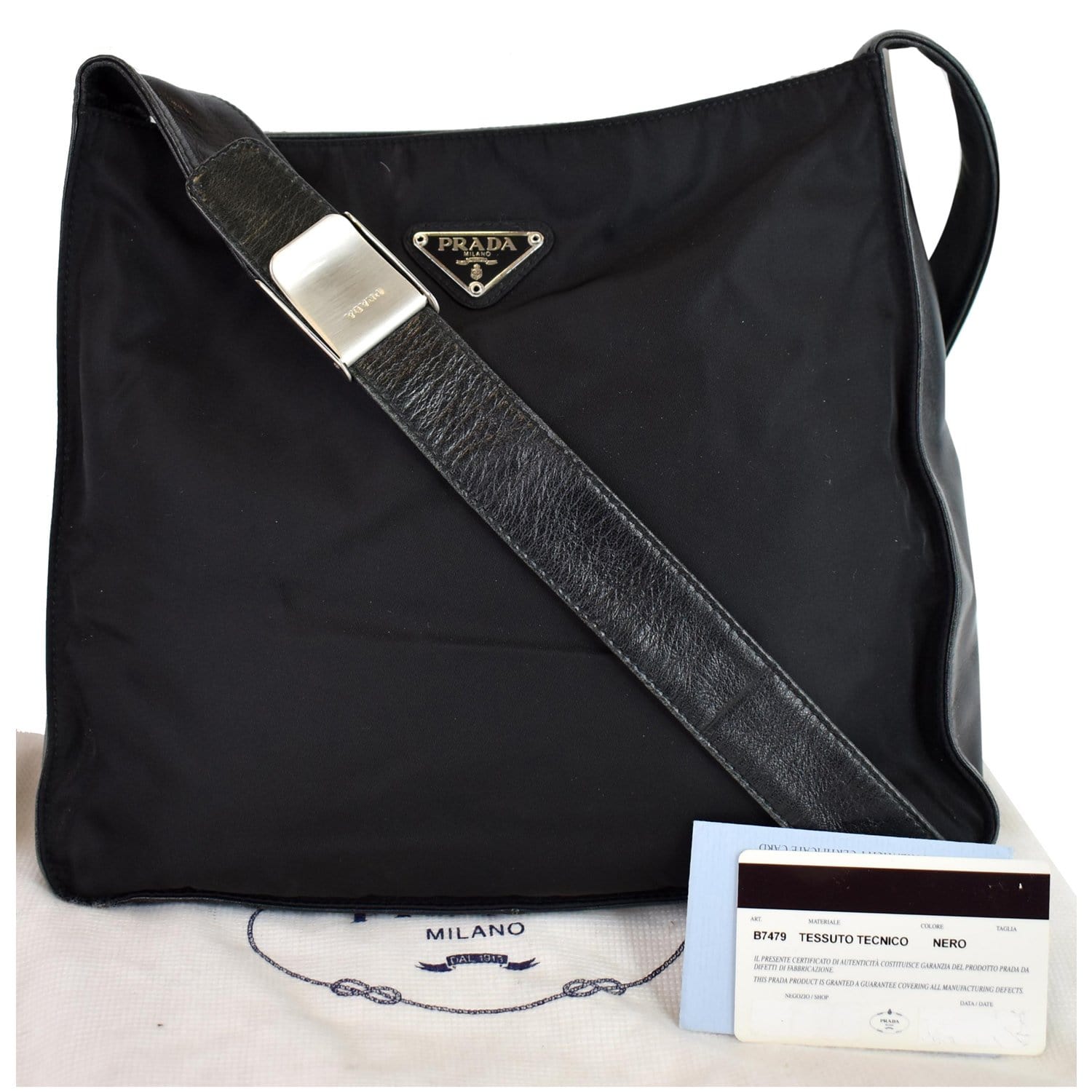 Prada Document Nylon Leather Pouch Black - Dallas Handbags