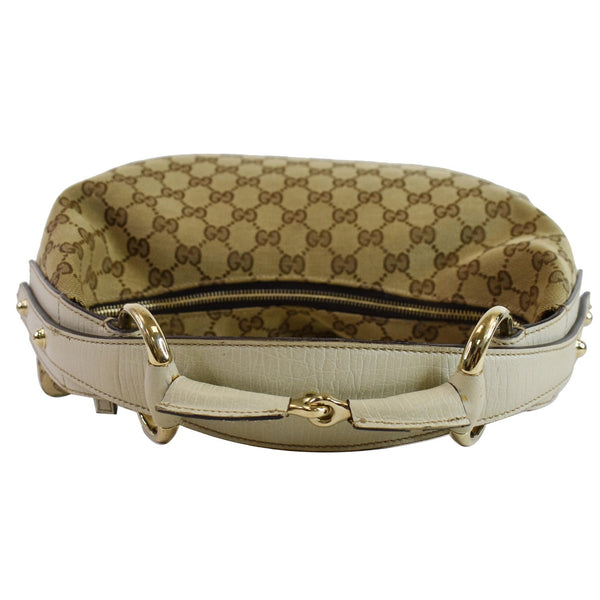 GUCCI Horsebit Medium GG Canvas Hobo Bag Beige 115867
