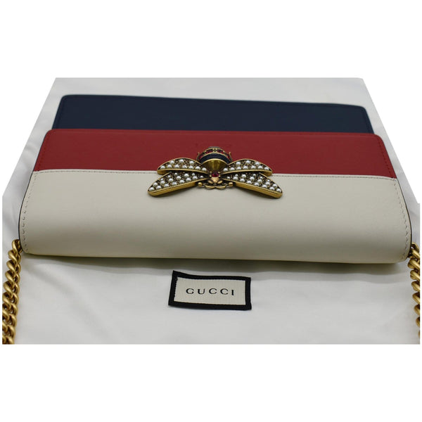 GUCCI Queen Margaret Leather Chain Wallet Red 476079