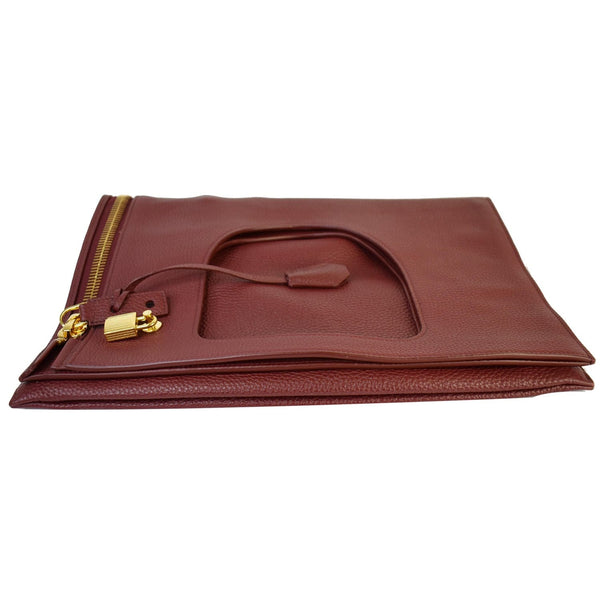 TOM FORD Alix Padlock Zip Fold-over Leather Shoulder Bag Red