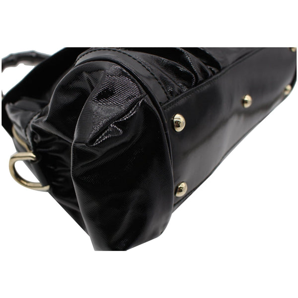 GUCCI Pop Bamboo Dialux Coated Canvas Top Handle Shoulder Bag Black 190256