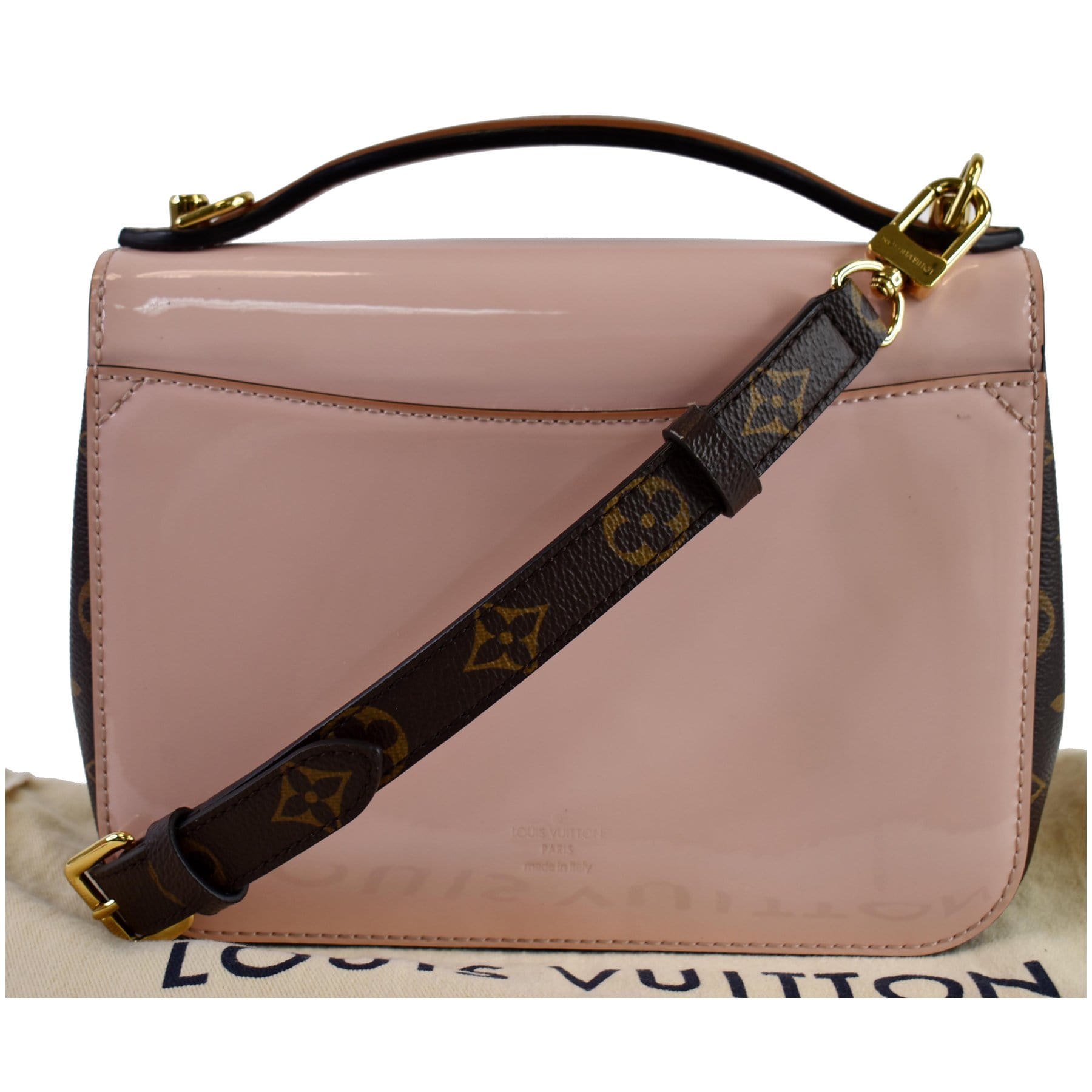 Louis Vuitton New Auth Rose Pink Patent Vernis Leather Monceau BB