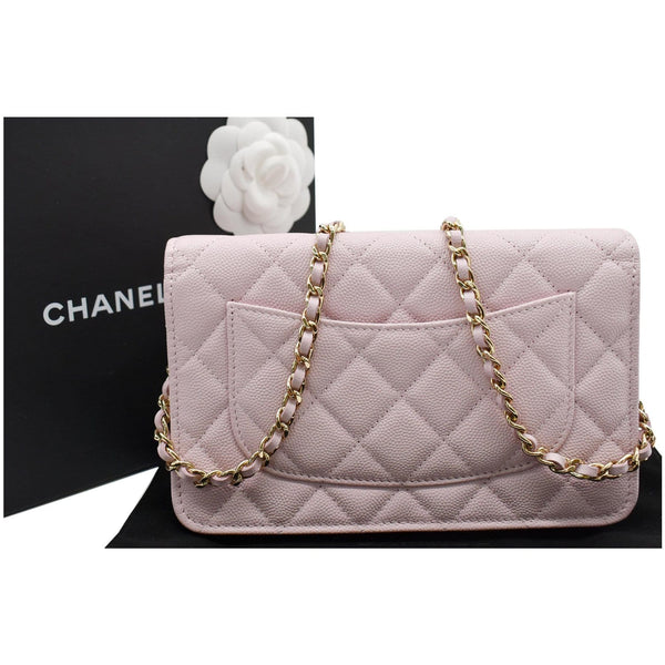 CHANEL CC WOC Caviar Leather Wallet On Chain Shoulder Bag Light Pink