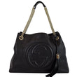 GUCCI Soho Pebbled Leather Chain Shoulder Bag 308982 Black