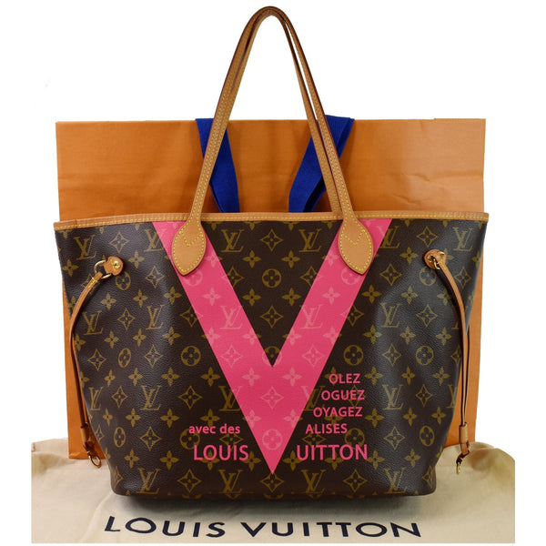 Louis Vuitton Neverfull MM V Grenade Canvas Hand Bag V shape