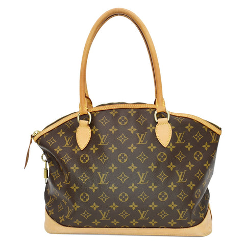 LOUIS VUITTON Lockit Horizontal Monogram Canvas Tote Bag Brown