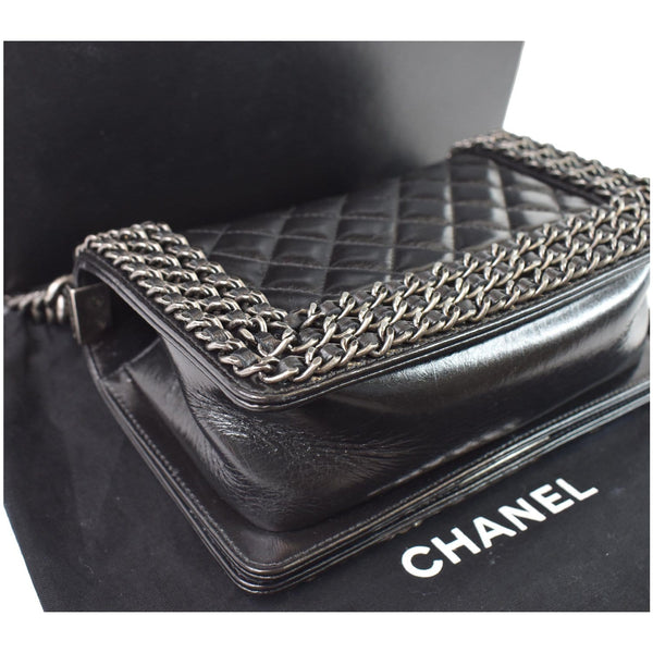 Chanel Small Boy Embellished Chain Lambskin Handbag long chain