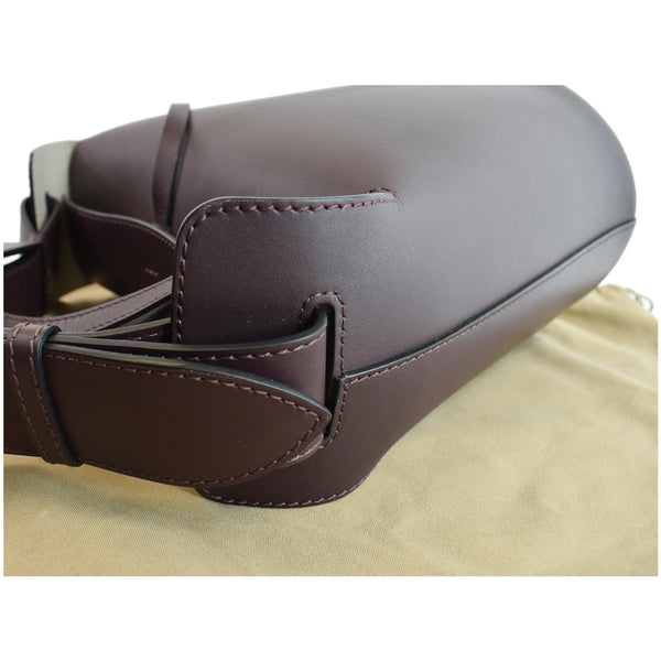 BURBERRY Bucket Medium Leather Shoulder Bag Deep Claret