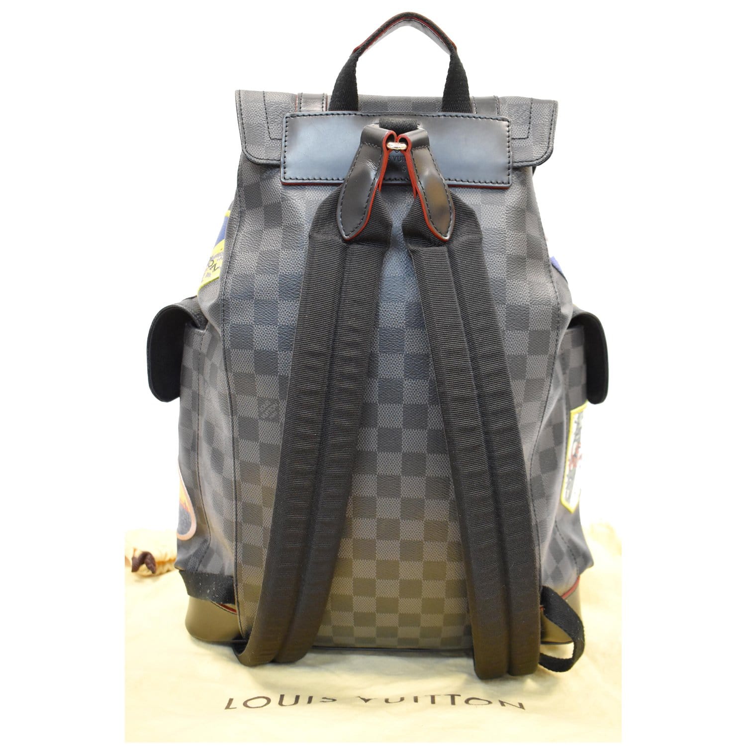 louis vuitton christopher backpack replica LOUIS VUITTON Alps Christopher Patch Damier Graphite Backpack Bag Blac