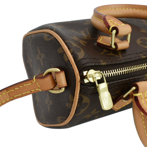 LOUIS VUITTON Nano Speedy Monogram Canvas Crossbody Bag Brown